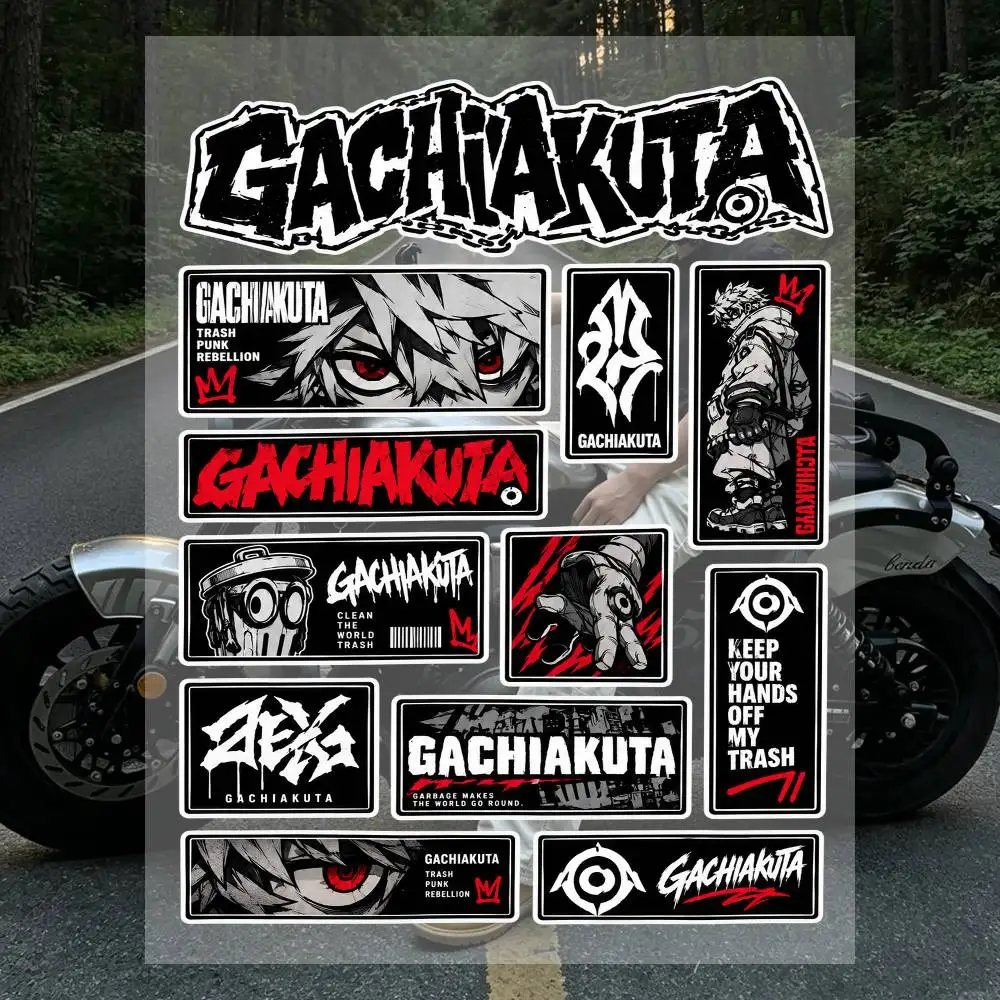 Ga-chi-a-ku-ta- Sticker Sheet Waterproof Vinyl Decals Racing Logo Stickers For Moto Helmet Car Bike Laptop Stickers