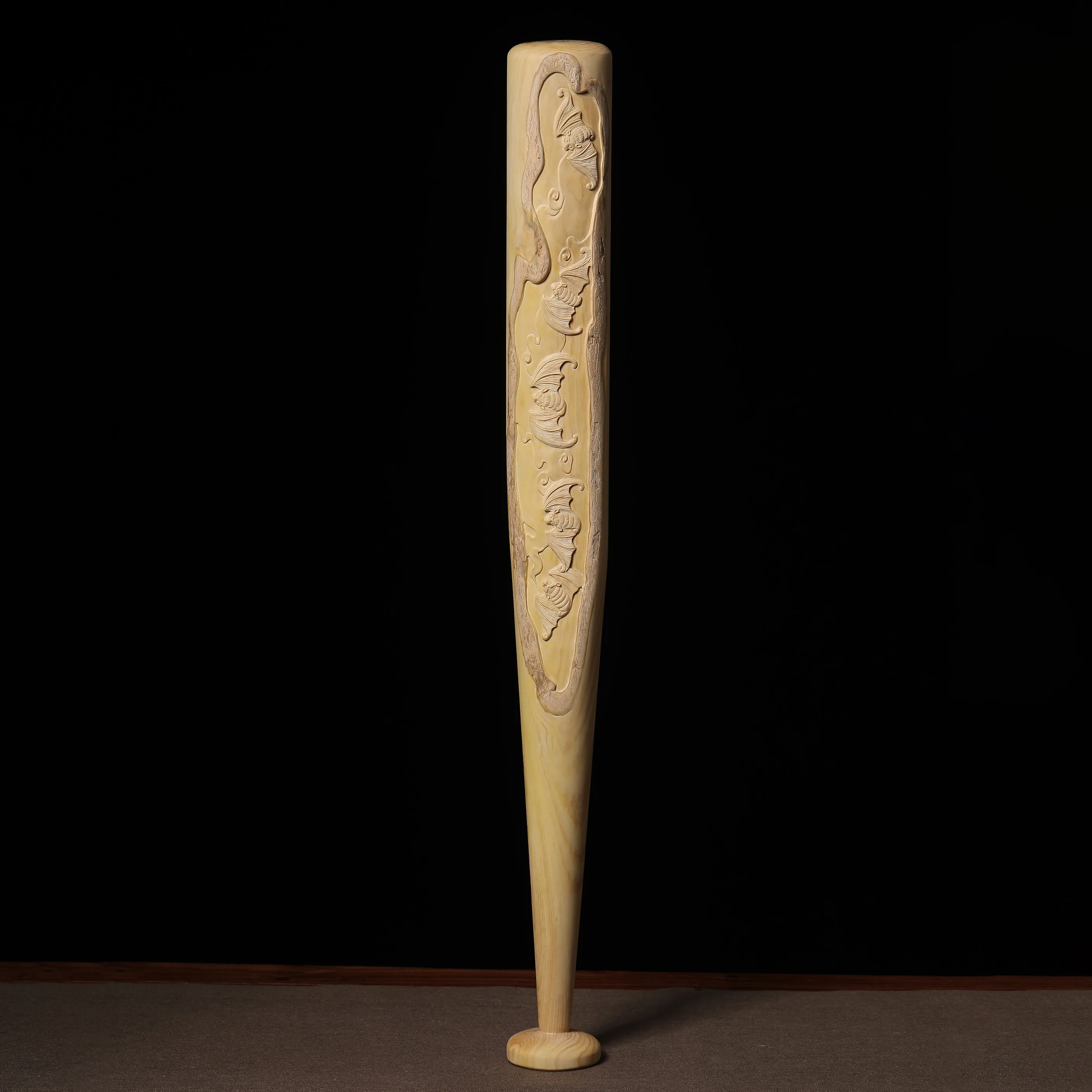 Carved five blessings, baseball bat self-defense ornaments, home decorations, solid wood