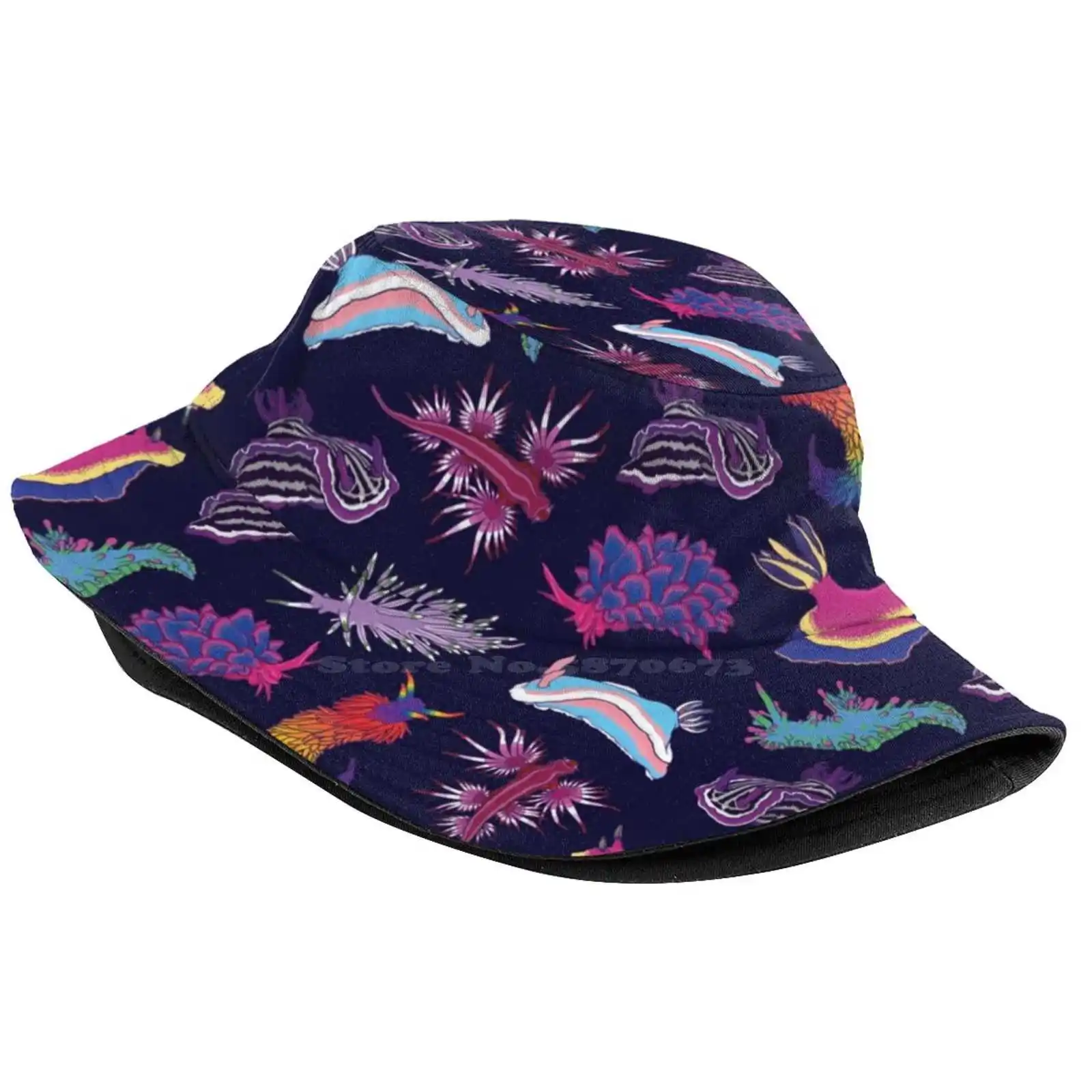 Nudi Lgbtq-Ties Sun Cap Fisherman Hat Bucket Hats Lgbtq Gay Lesbian Bisexual Queer Pride Nudibranchs Sea Slugs Aquatic Beach