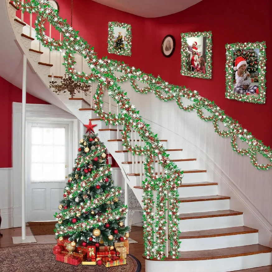 

2M Christmas White Snowflake Tinsel Garland Xmas Tree Decoration Christmas Twist Garland Ceiling Hanging New Year Party Decor