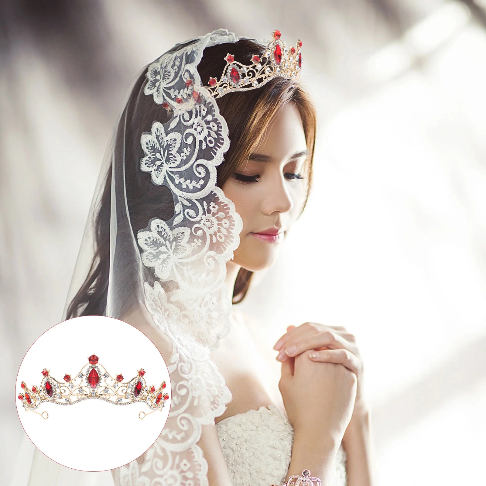 

Wedding Baroque Crown Bride Headbands for Girls Vintage Princess Rhinestones Tiara Bridal