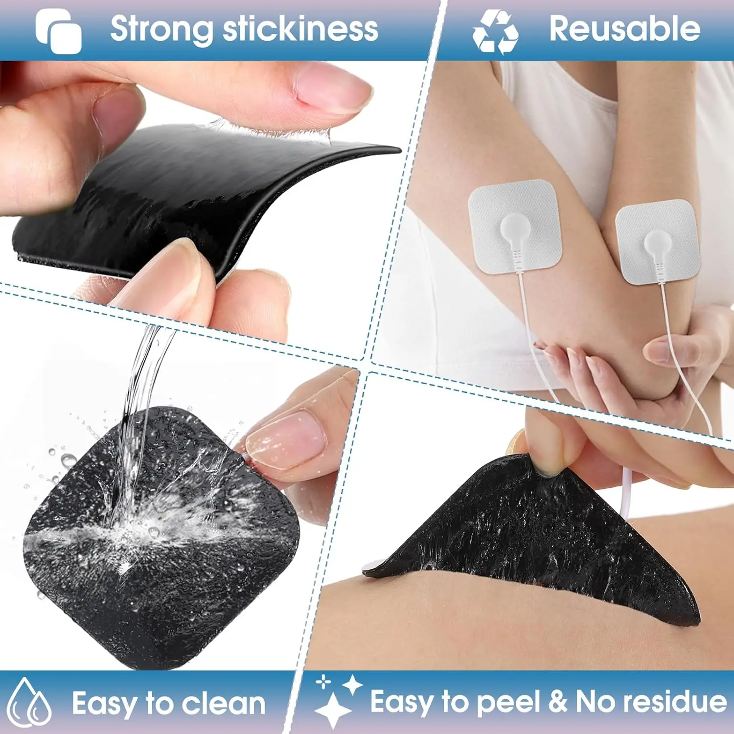 TENS Unit Replacement Pads, 10/30/50PCS Snap Electrode Pads, Self-Adhesive Electrode Reuse More Than 30 Times, with TENS Devices view 5
