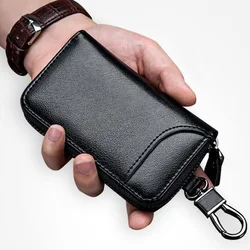 Leather Keychain Men Key Holder Organizer Pouch Split Car Key Wallet Women Housekeeper Car Key Case Card Keys Pouch Bag