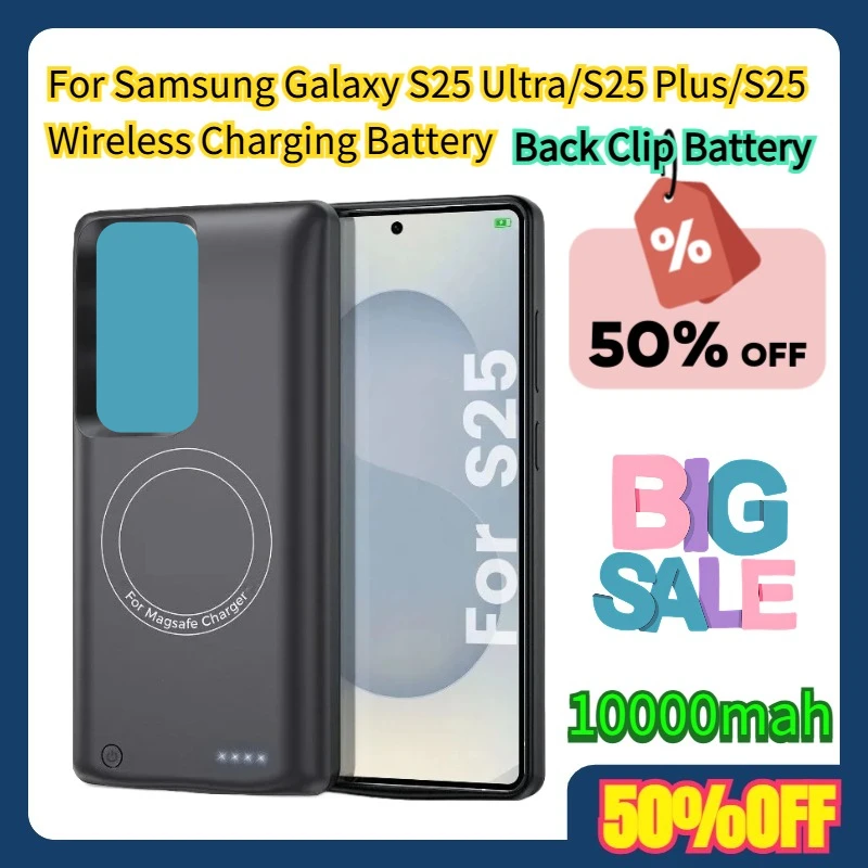 

Back Clip Battery 10000mah For Samsung Galaxy S25 Ultra/S25 Plus/S25 Wireless Charging Battery