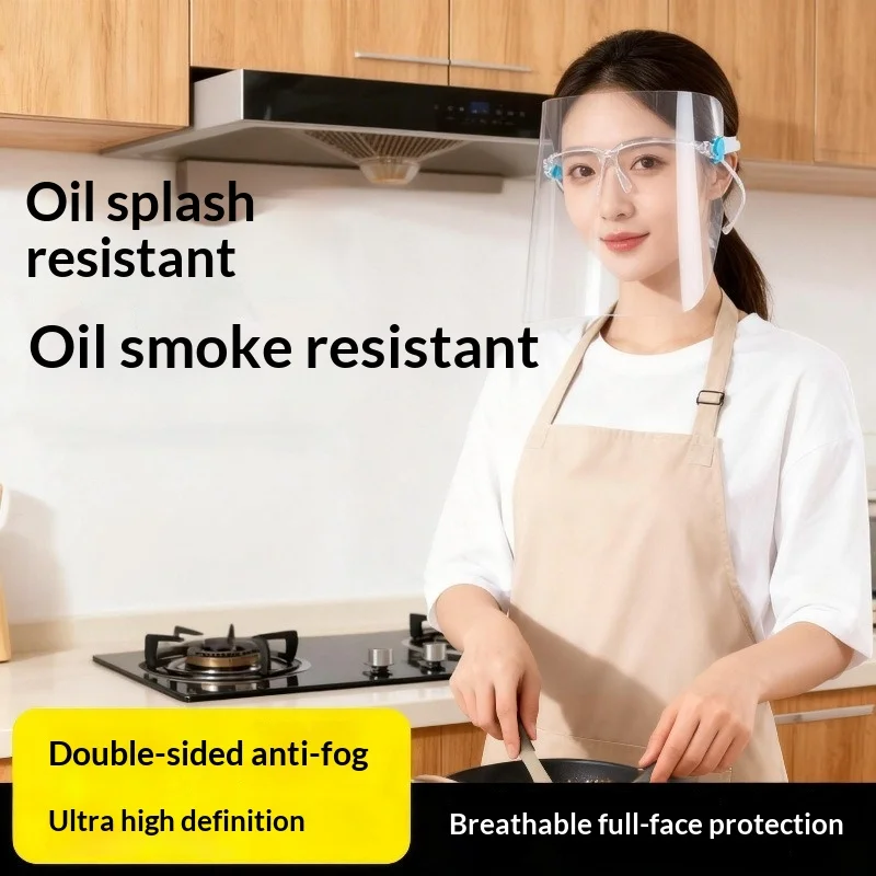 Face Shield Transparent Full Face Cover Safety Protective Film Tool Anti-Oil Anti-Fog Kitchen House Clean Dust Proof Mask