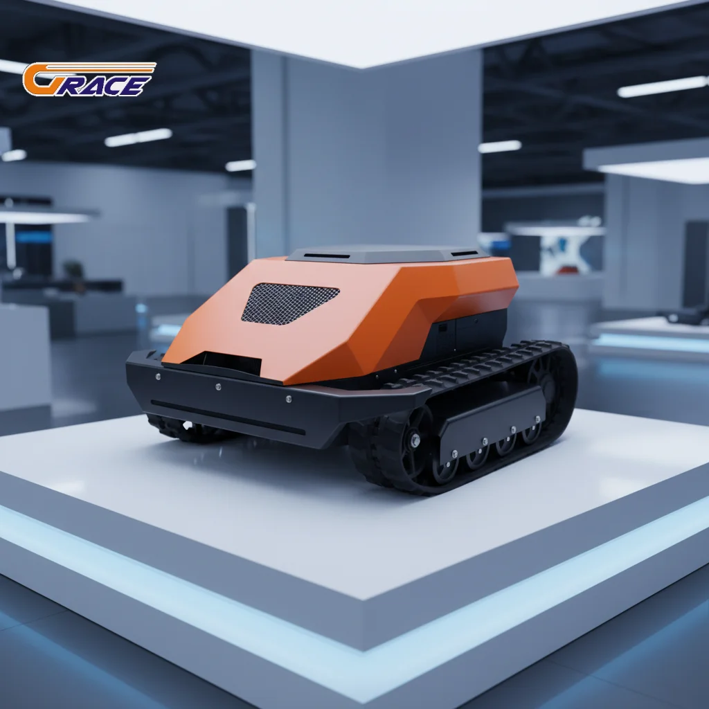 

Battery Powered Crawler Lawn Mower Remote Control Obstacle Avoidance Snow Sweeping Garden Tool