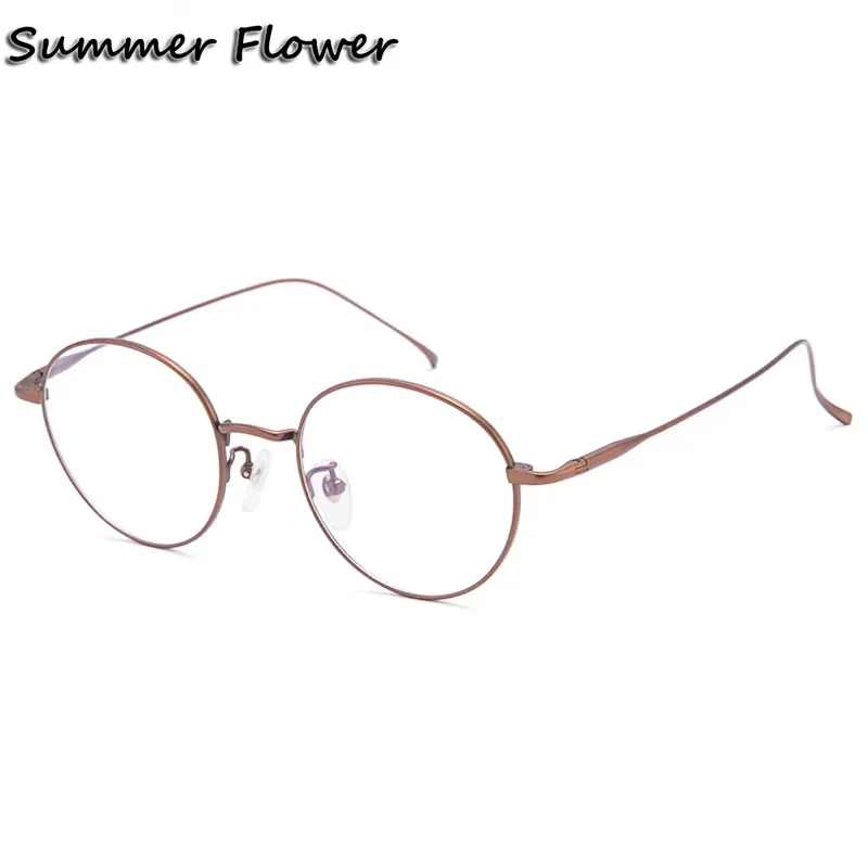 

Prescription Glasses Pure Titanium Women Round Vintage Eyeglass Frame Men Spectacle Bronze Optical Eyewear for Recipe Lens Gafas