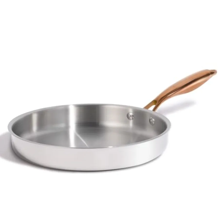 

Tri-Ply Stainless Steel Frying Pan, Non-Toxic Egg Pan Omelet Pan, Oven Safe, Induction, Ceramic and Gas Cooktops Compatible
