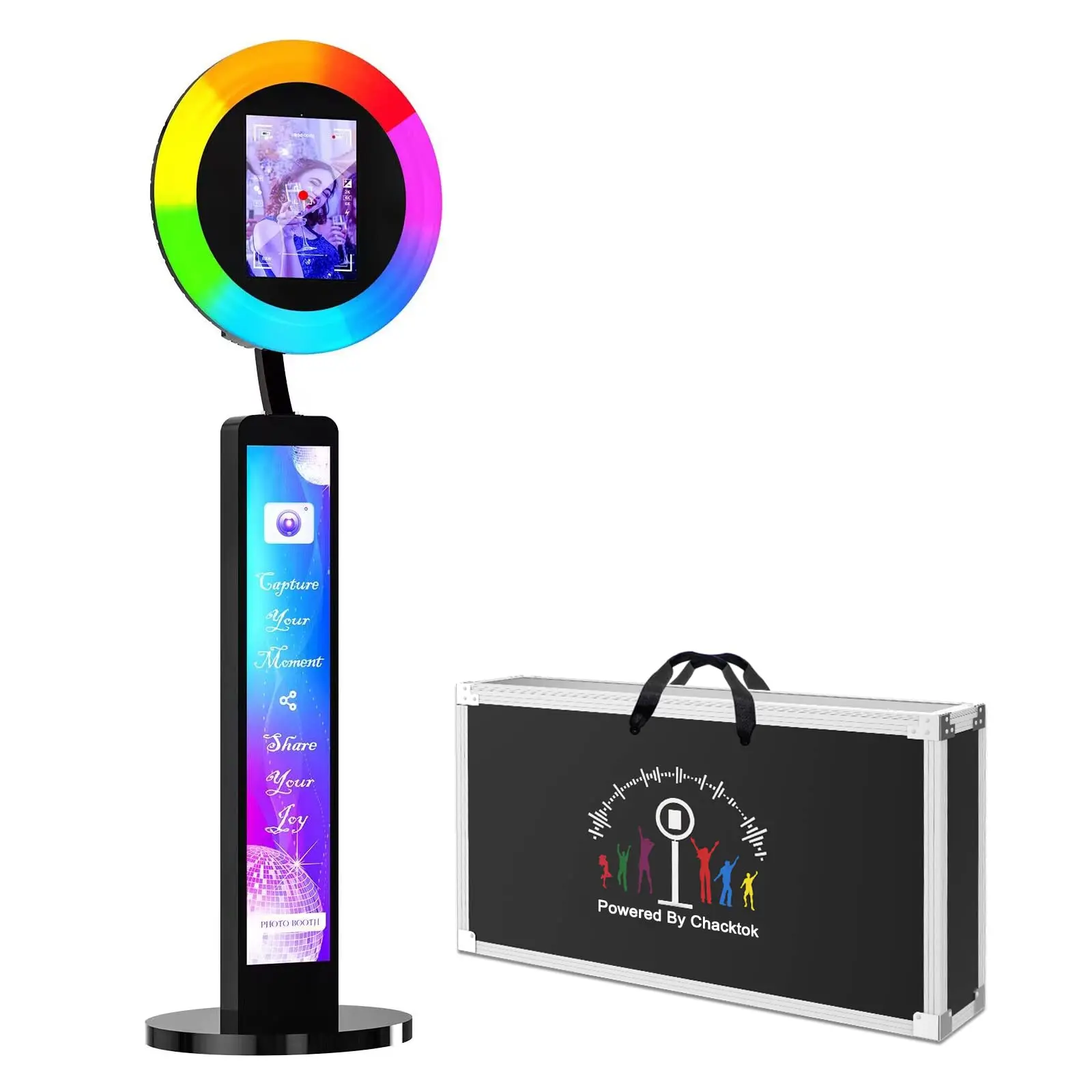 Photo Booth Compatible with Ipad 12.9/10.9/10.2in, for Ipad Photo Booth Machine with Software APP Control Light Box, Music Sync