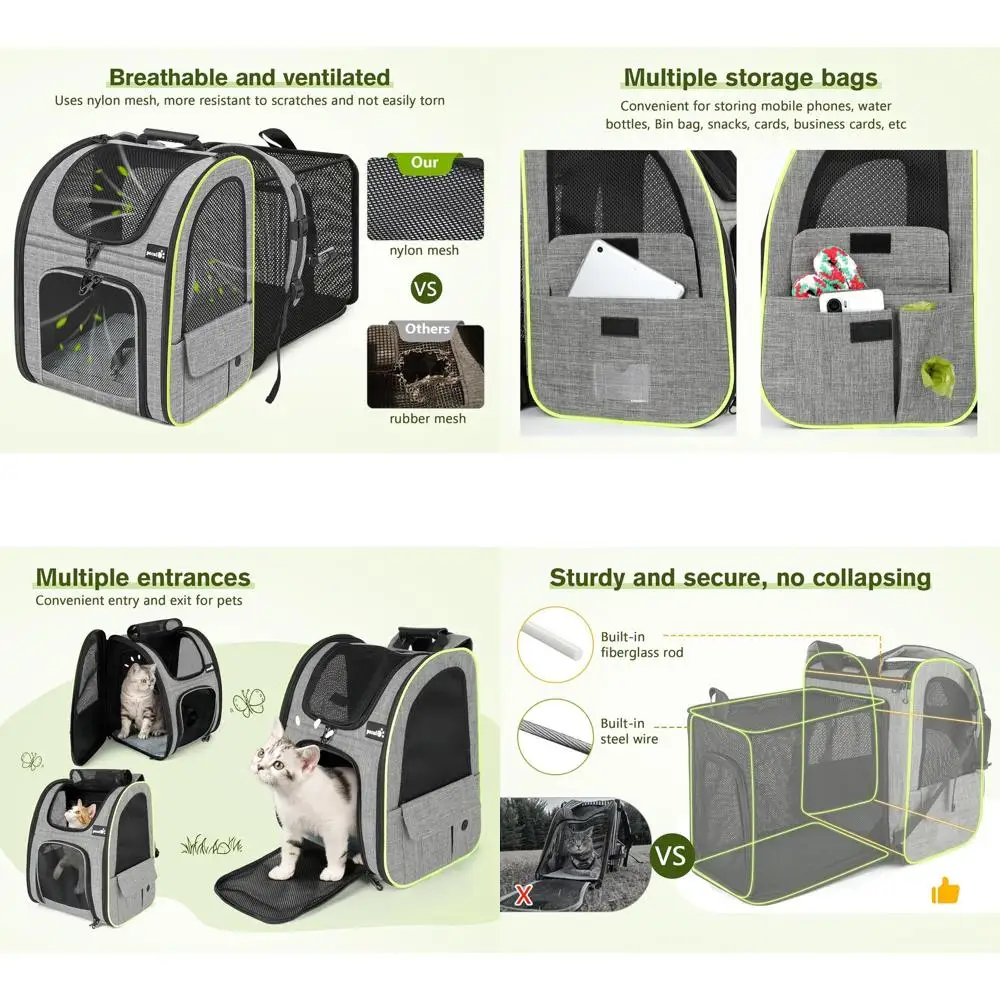 

Рюкзаки-переноски для кошек, расширяемый рюкзак для кошек с дышащей сеткой, рюкзак для кошек, маленьких собак и щенков весом до 17 фунтов, переноска для собак