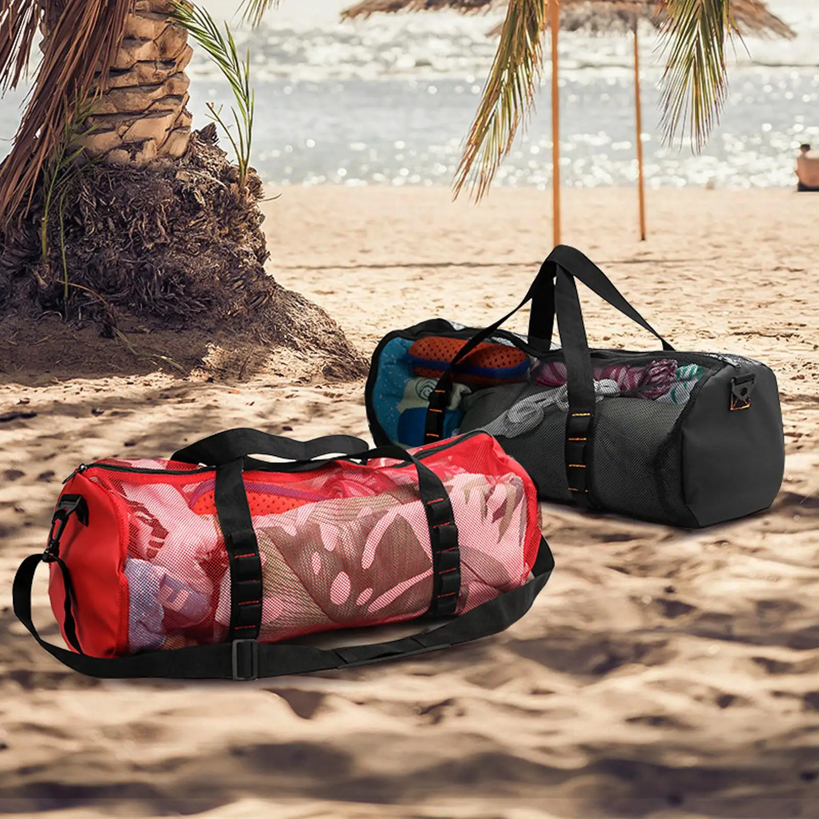 

Складная сетчатая сумка для дайвинга, регулируемый плечевой ремень, дышащая сетка, дорожная дорожная сумка, регулируемый плечевой ремень, ручка, сетчатая дорожная дорожная сумка