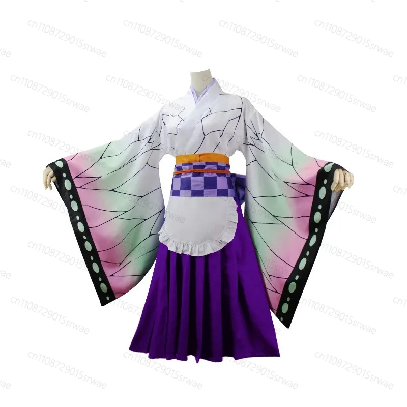 2025 Anime Demon Killer Costumi Cosplay Costumi da cameriera Kochou Shinobu Cosplay Kimono Halloween Carnevale Uniformi Parrucca