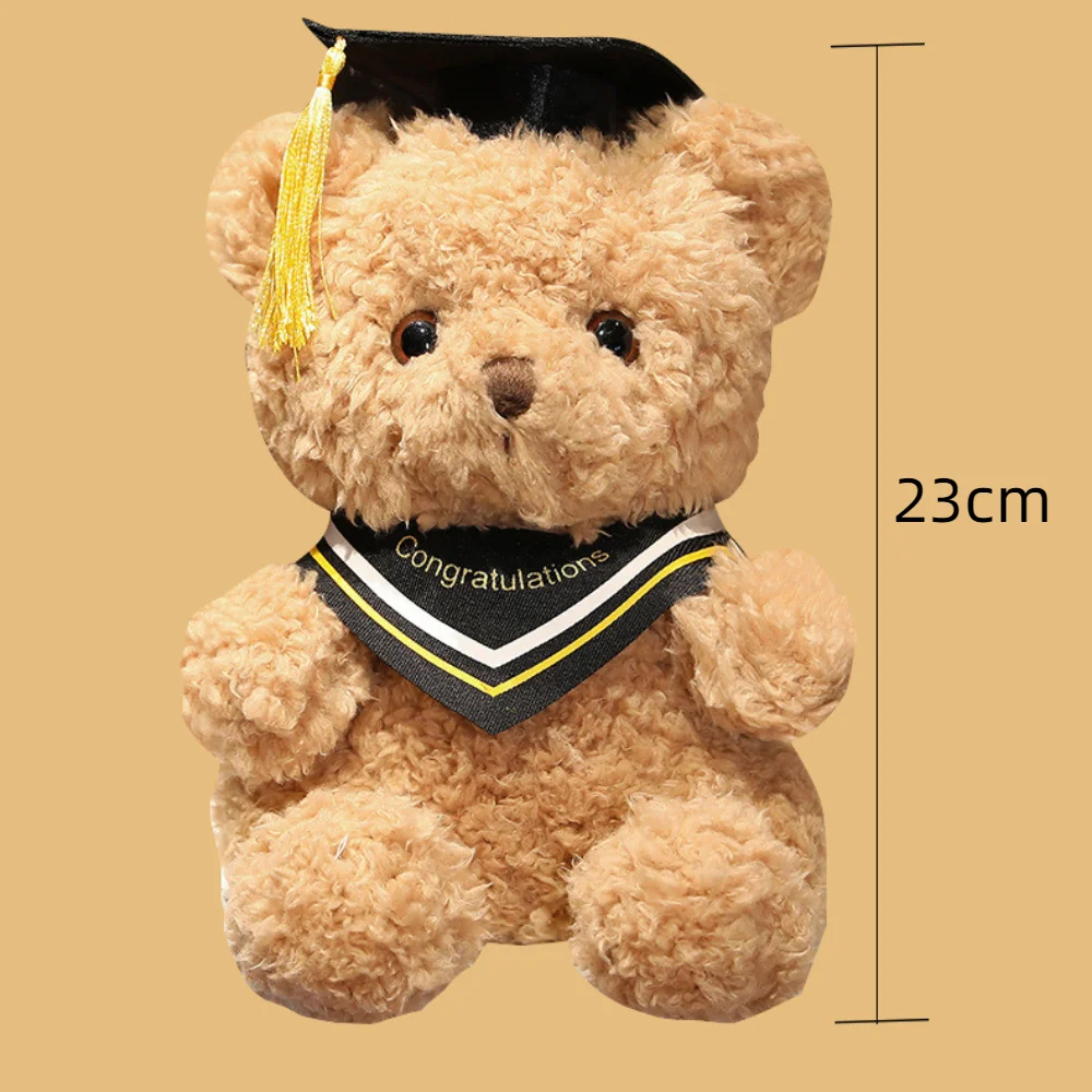 Soft 23cm Plush Bear Doll Doctor's Clothing Graduate Plush Dr. Bear Graduation Gown Sitting Bear Graduation Ceremony