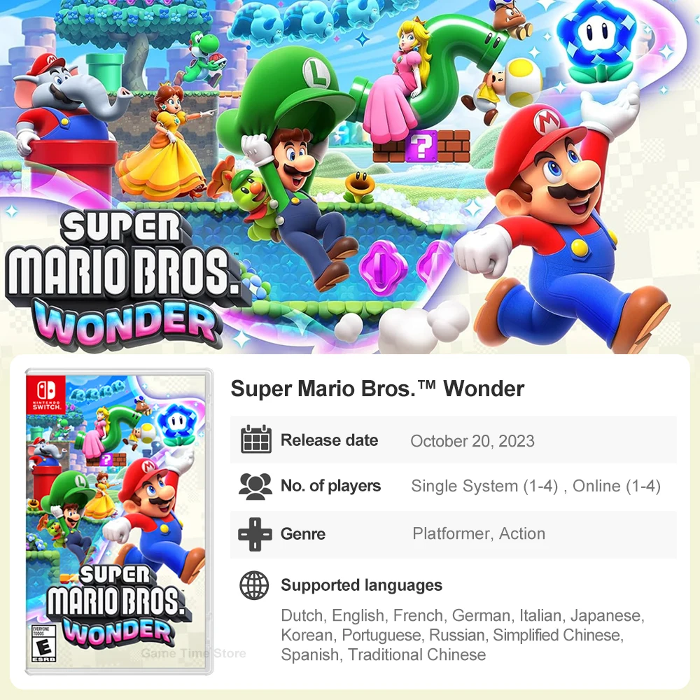 Imagem -03 - Super Mario Bros. Wonder Nintendo Switch Jogos 100 Novo Cartão de Jogo Físico Platformer Gênero Suporte Multiplayer para Switch Oled