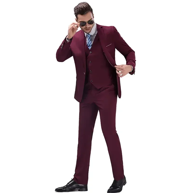 

Мужской костюм из трех предметов, стильный свадебный смокинг, приталенный мужской костюм для жениха, деловой костюм для жениха (куртка + жилет + брюки)