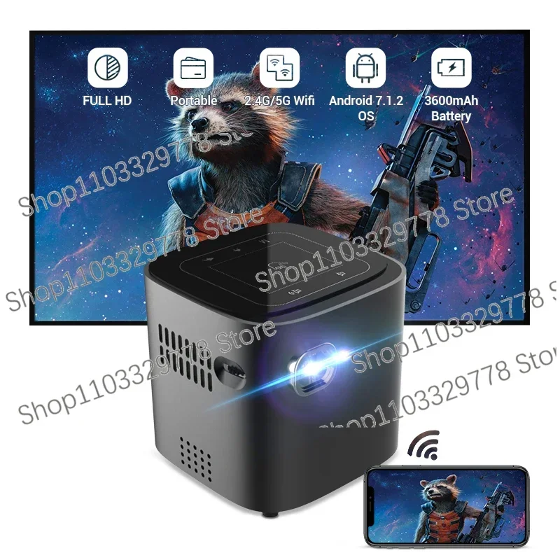 Mini Cube Shape Portable DLP Smart Portable Projector Outdoor Full HD Movie Wireless Bluetooth Short Throw Projectors