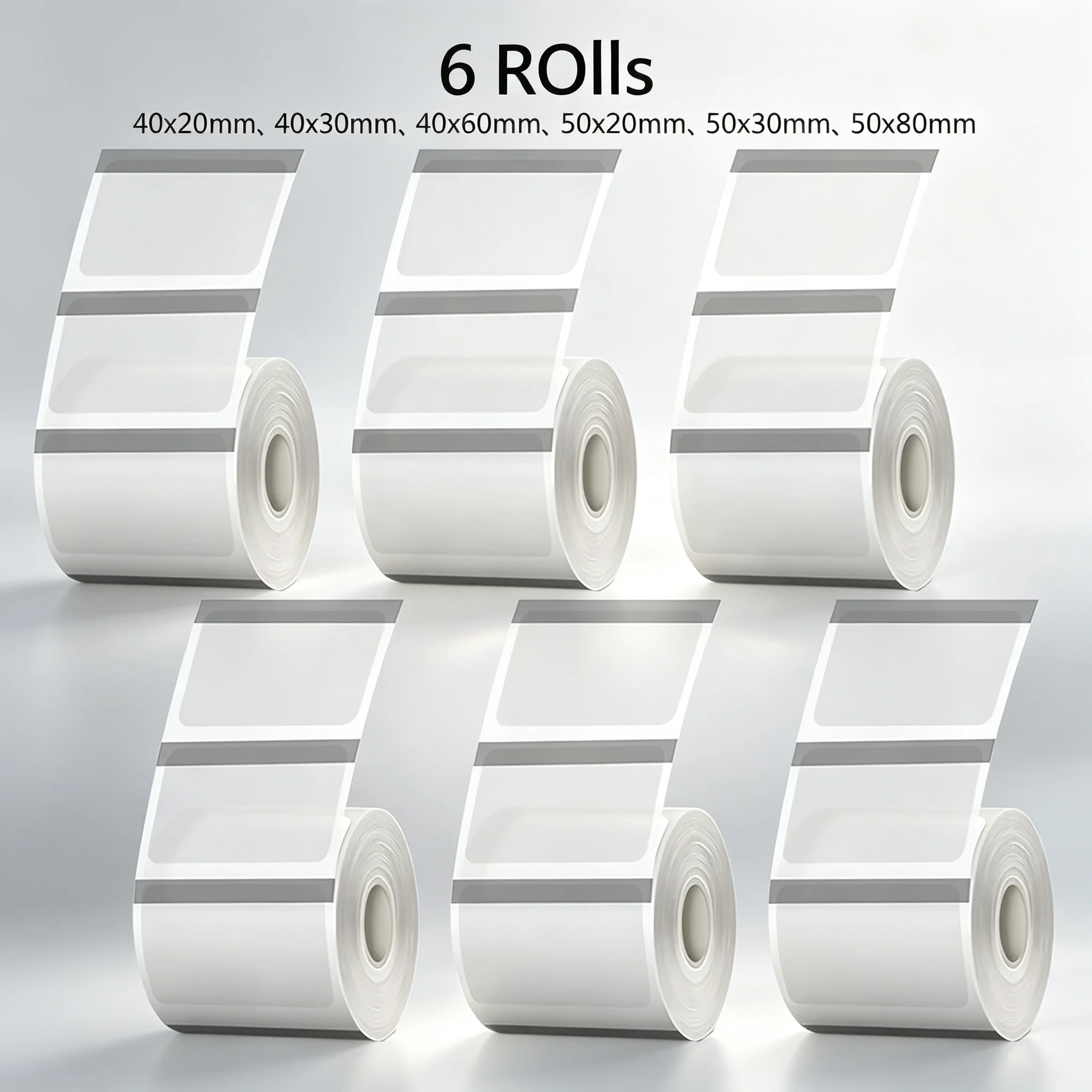 6rolls E210/P50/PT-260 Transparent Label Sticker Self-Adhesive Thermal Paper, Compatible for Phomemo M110 M220 M200 Machine