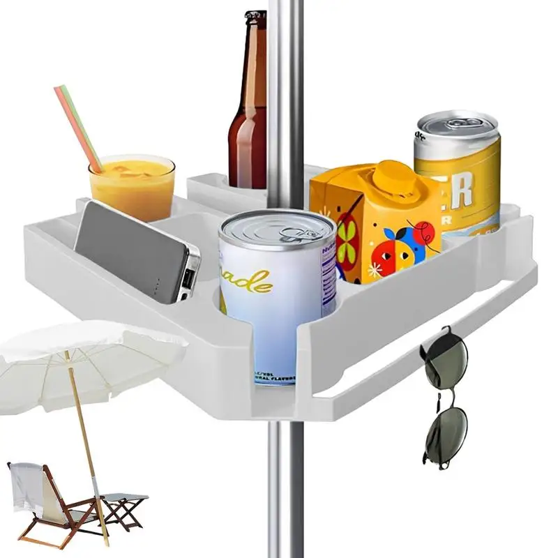 Beach Umbrella Table Tray With 4 Cup Holders Snack Sunglasses Phone Holder Beach Umbrella Accessories For Patio Yards Garden