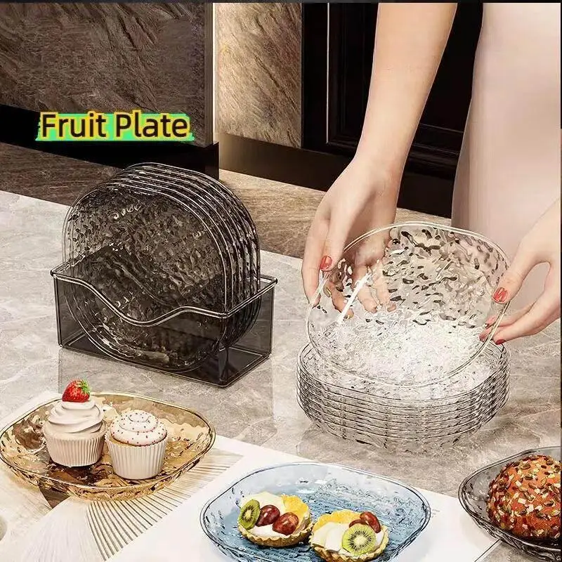 /KQM/Snack Bowls Fruit Plate Dessert Plate Bone Spitting Dish Candy Snack Dish Salad Dish Residue Storage Tray Home 8PCS/SET
