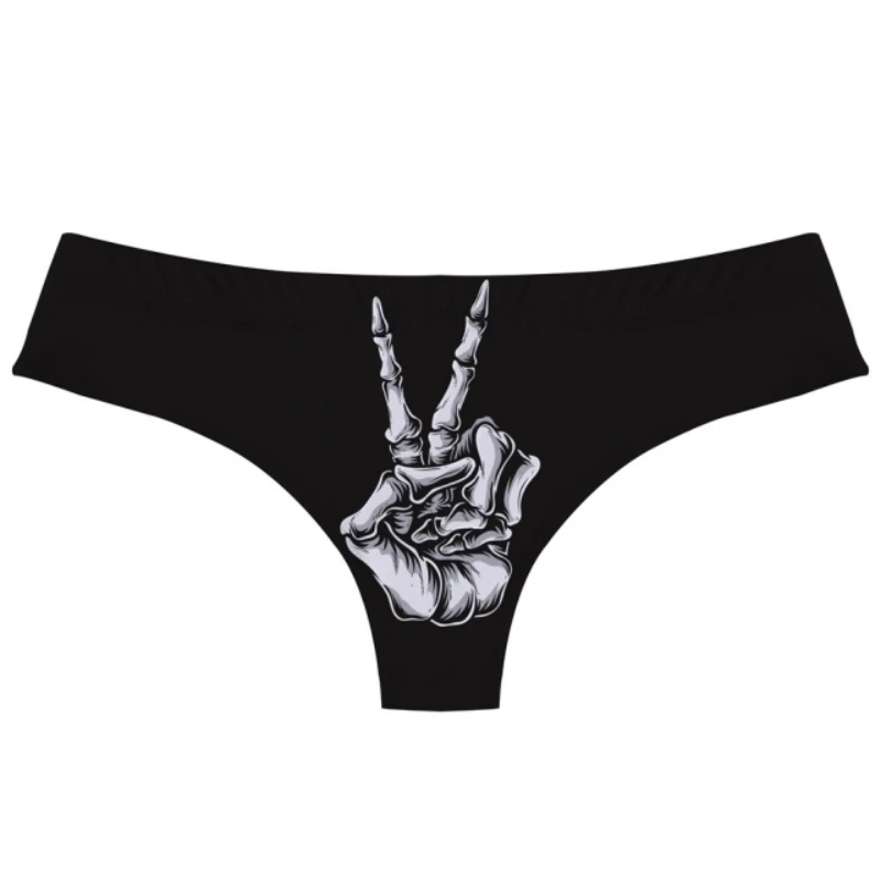 ผู้หญิงเซ็กซี่เสือดาวพิมพ์เสื้อยืดกางเกงBreathable Ice Silk Thong Retro Skeletonพิมพ์G-Stringยืดหยุ่นต่ําเอวสุภาพสตรีT-Back