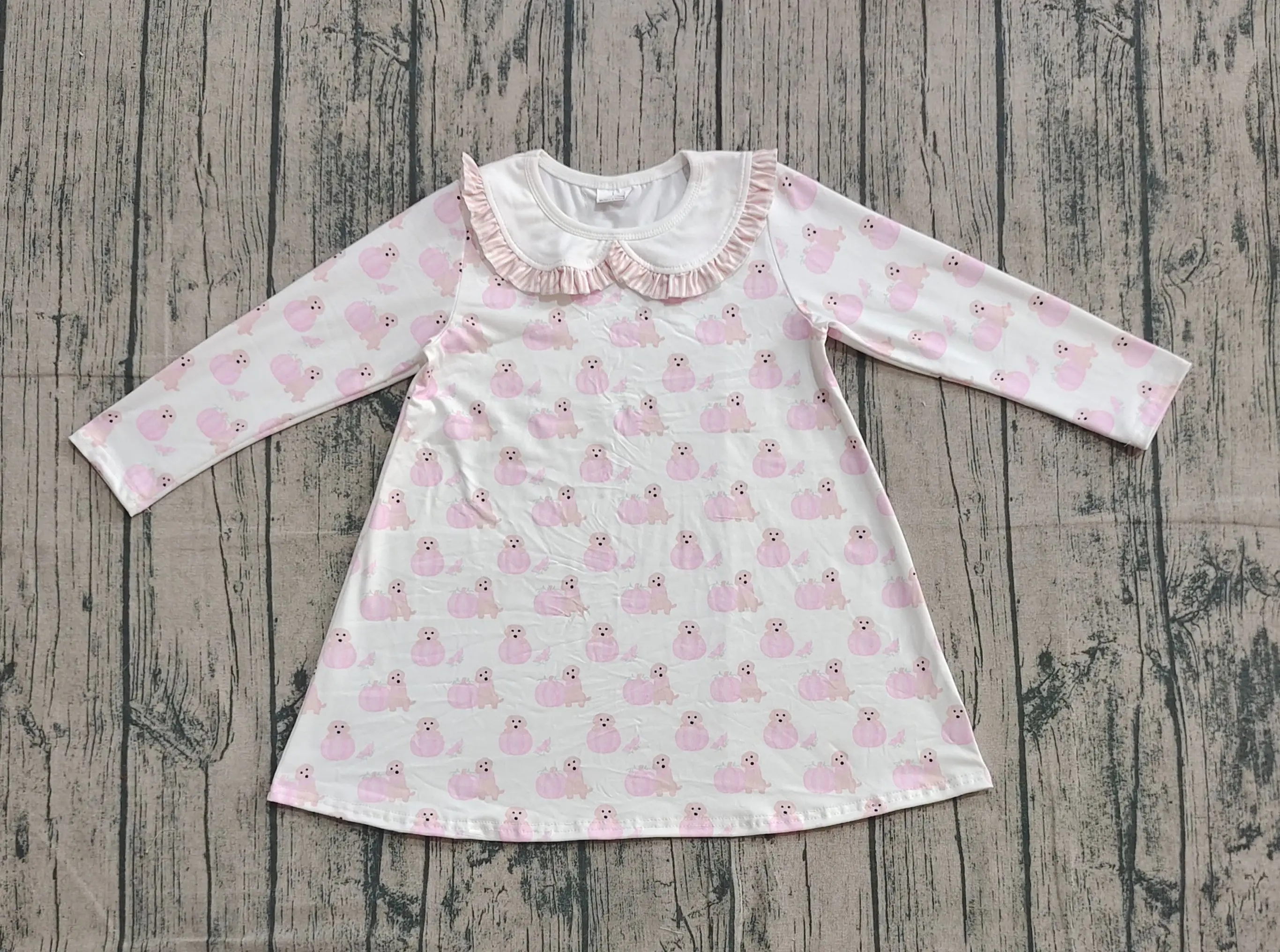 Wholesale Infant Toddler Thanksgiving Clothing Girl Dogs Flower Pumpkins Girls Autumn Dress Baby Kids Children Fall Clothes