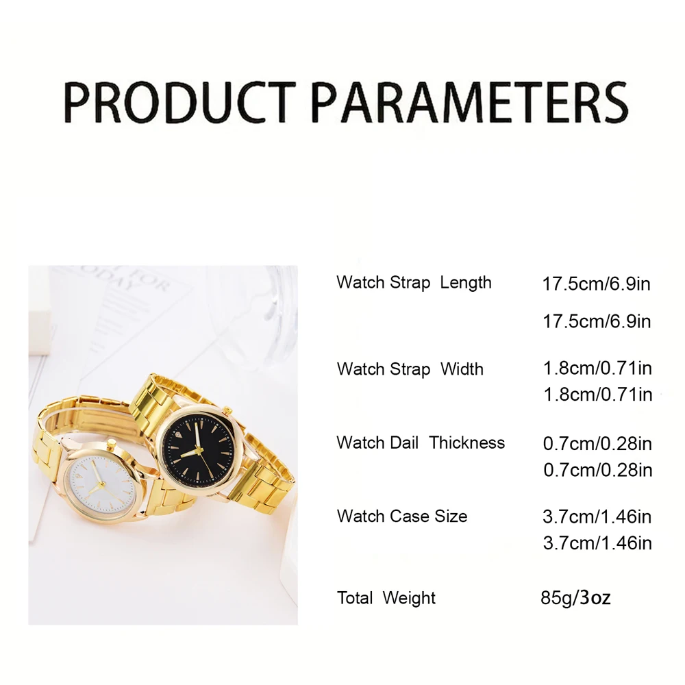 Luxury Couple Quartz Watch Golden Strap Black And White Dial Fashion Men Women Watches Clock Unisex Business Casual Wristwatches