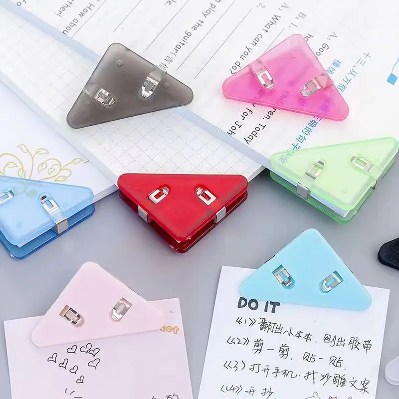 5pcs Mini Color Corner Clips Set Transparent & Solid Colorful Page Holder Paper Clip Clamp File Index Photo Office Schoo