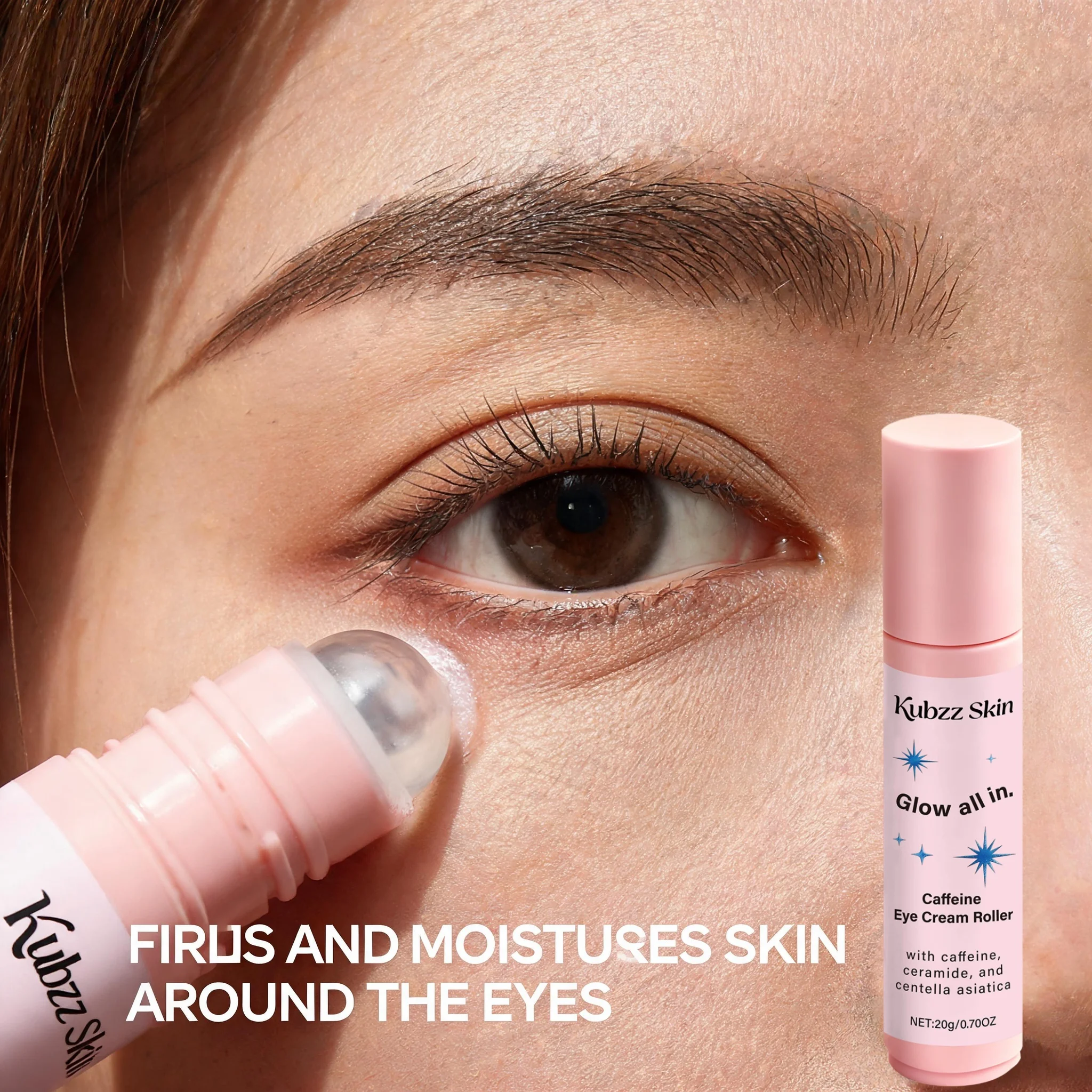 Caffeine Eye Cream, with Added Centella Asiatica Extract, Caffeine, Ceramide Np, and Tocopherol, Moisturizes and Brightens Skin Tone, Smoothes Fine Lines Around the Eyes, and Restores Skin's Youthful Radiance