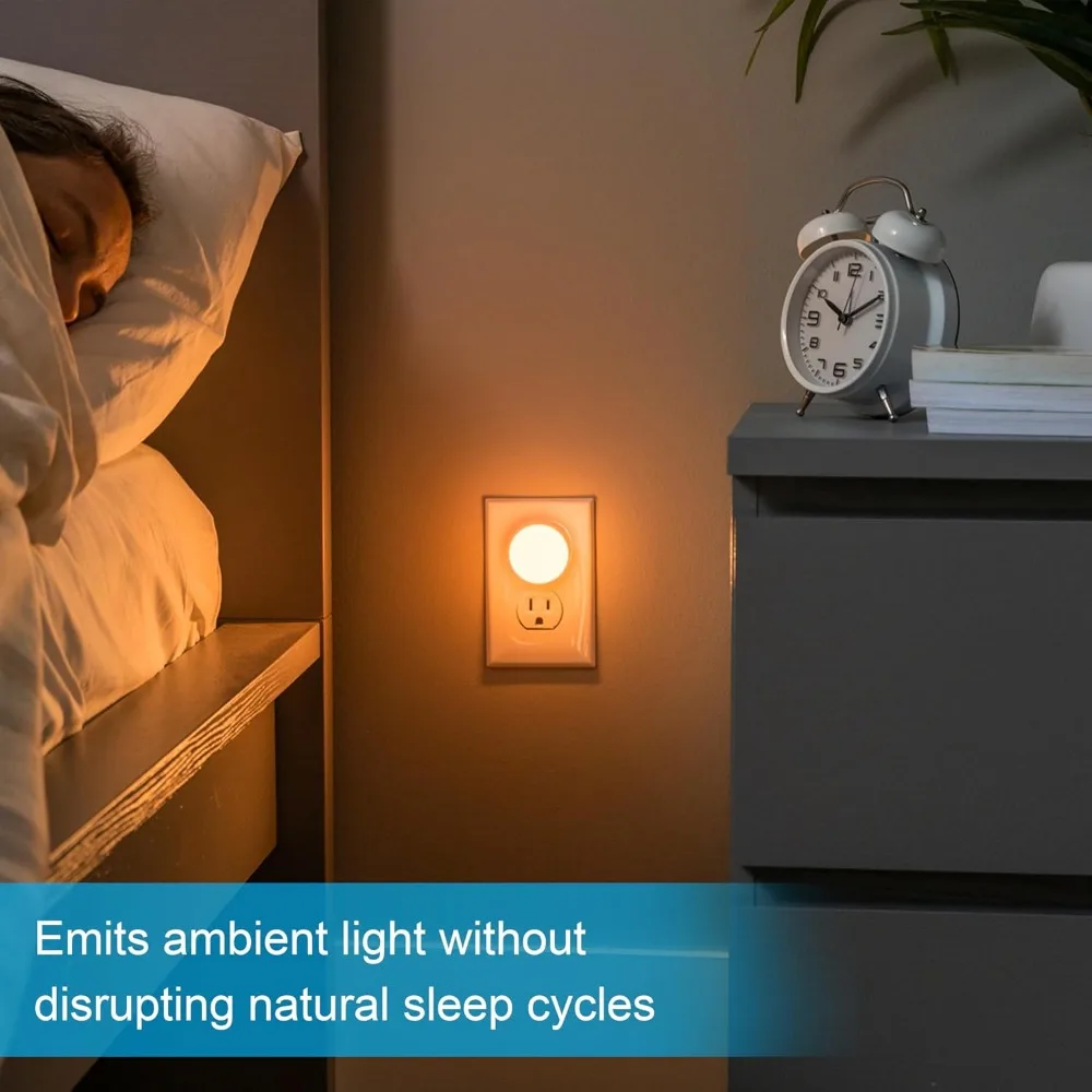 Warm Amber LED Night Lights, 4-Pack, Dusk to Dawn Sensor, UL Listed, Plug in, Auto On/Off view 2