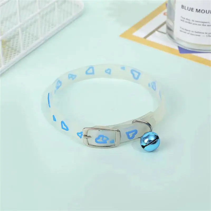 Luminous Cat Necklace Glowing Small Dog Cat Collar Anti-Loss Fluorescent Silicone Cat Bell Collar Neck Ring Pet Cat Accessories