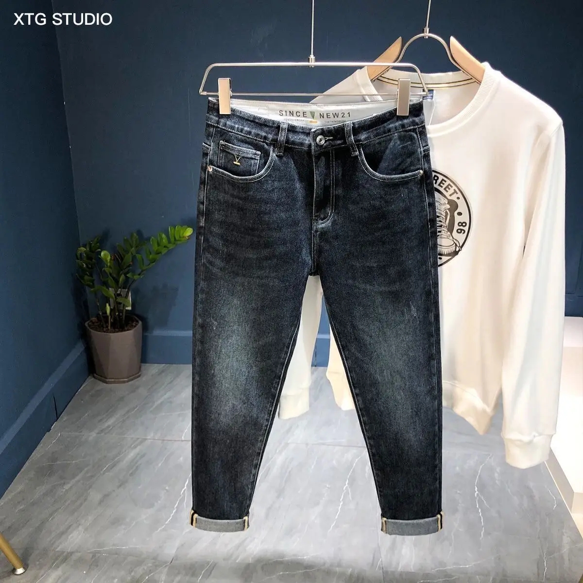 High Quality High-end Cowboy 2025 Spring Autumn Embroidered Trend Brand Korean Luxury Clothing Designer Men's Jeans