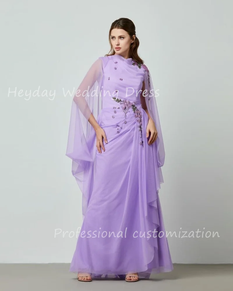 

Heyday High Neckline Long Sleeves Chiffon Customized 2025 Adorned With Sparkling Sequin Embellishments Evening Dresses