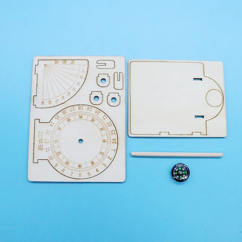 1 PCS DIY Equatorial Sundial Clock Wooden Scientific Model Teaching Aid Educational Toys For Kids Desk Craft Accessories