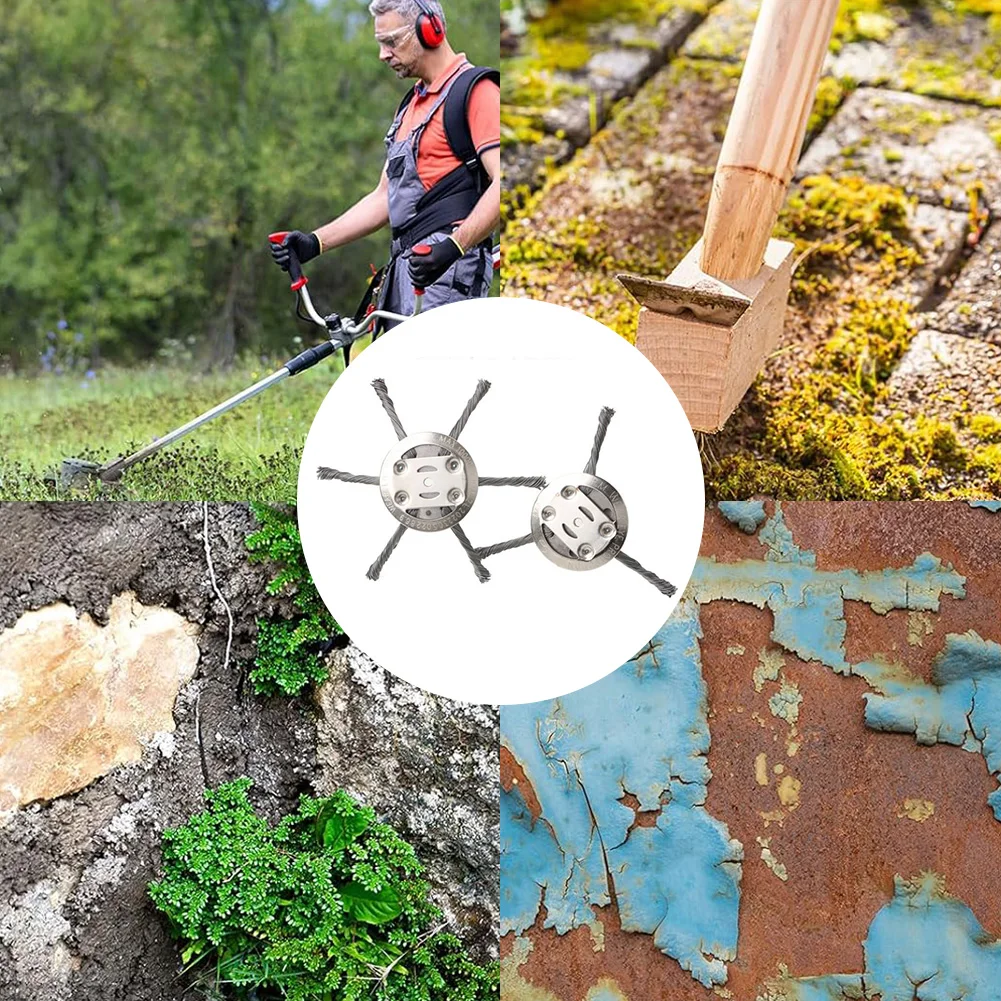 

2 шт. Сменные щетки для удаления сорняков из сада, универсальные щетки для удаления ржавчины и мха, проволочные лезвия для кусторезов и газонокосилок, электроинструмент