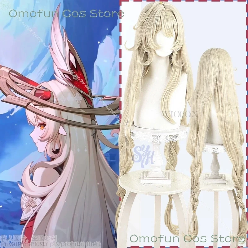 

s,3'g\7;Game Genshin Impact Cosplay Alice Costume Light Yellow Golden Long Wigs Heat Resistant Synthetic Hair Halloween4;b,7\k/8