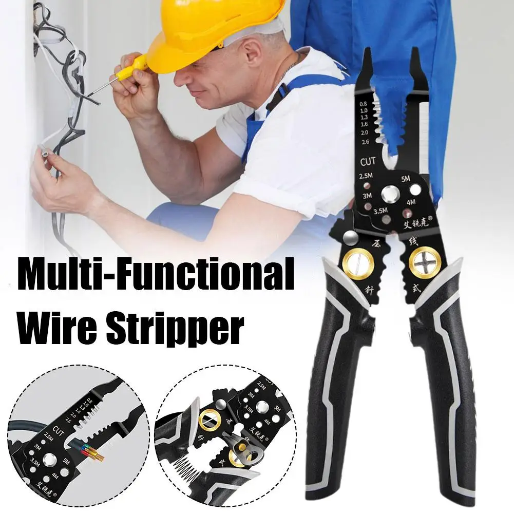 Wire Stripper Iron Wire Cutter Cable Cutter Tool Crimping Wire Pliers Clamper Splitting Electrician Winding G6S3