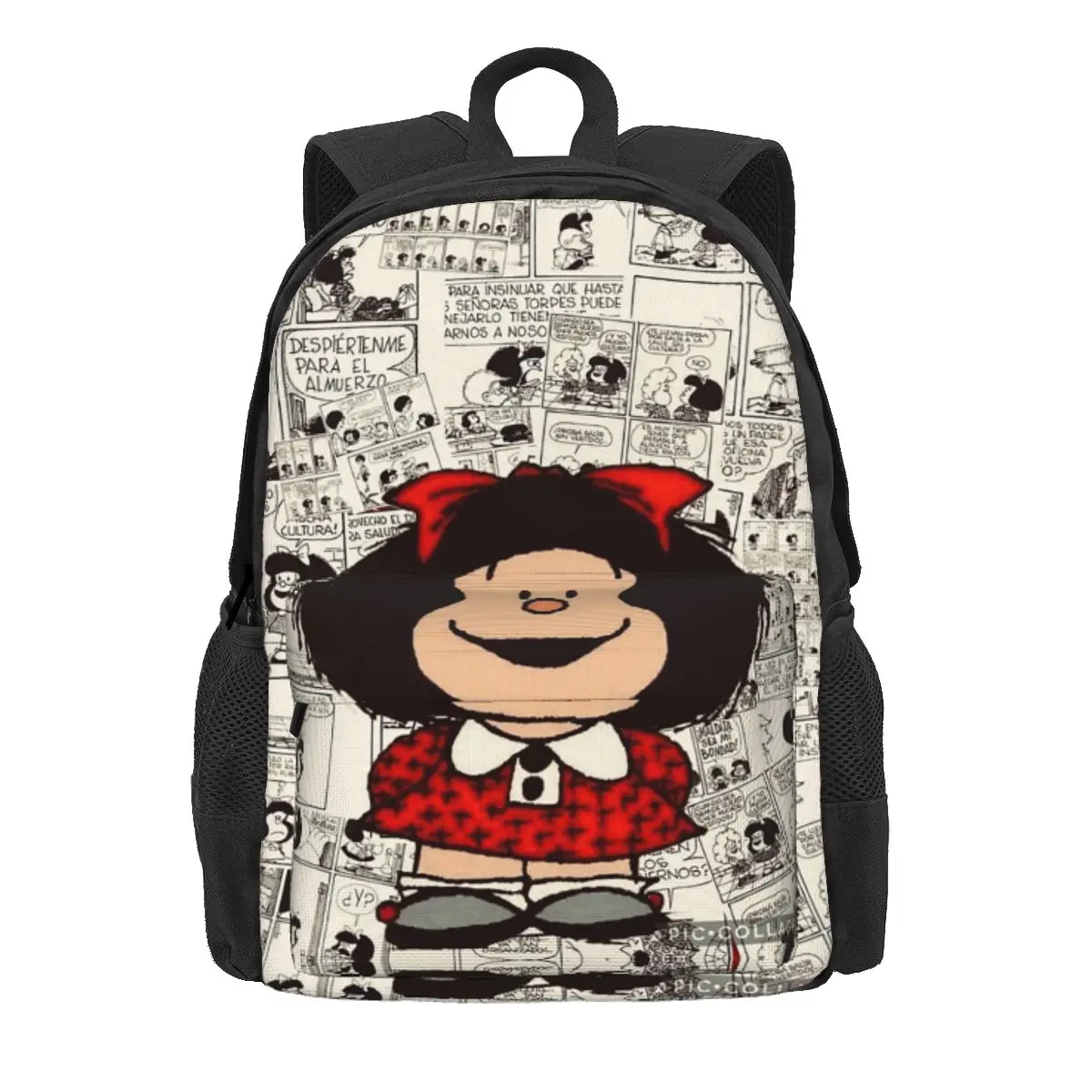 

Mafalda Comic Backpack Daypack Large Capacity Children BookBag School Bag Shoulder Bags for Men Women