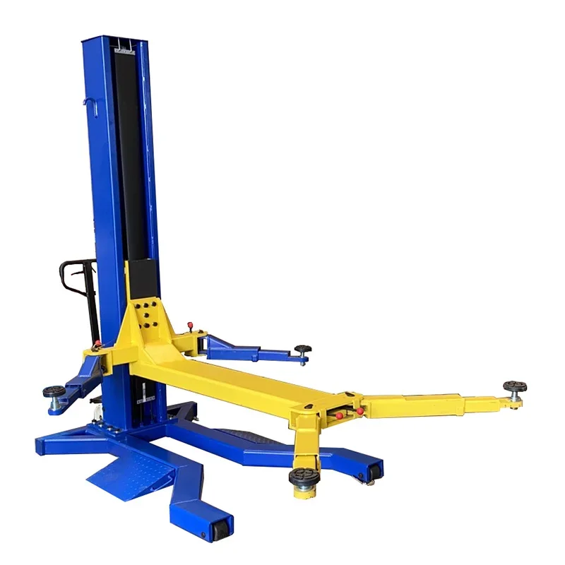 Portable Single Post Hydraulic Car Lift Adjustable Arm 2500kg 1 Post Car Lift for Garage in Stock Most Popular  Movable Car Lift