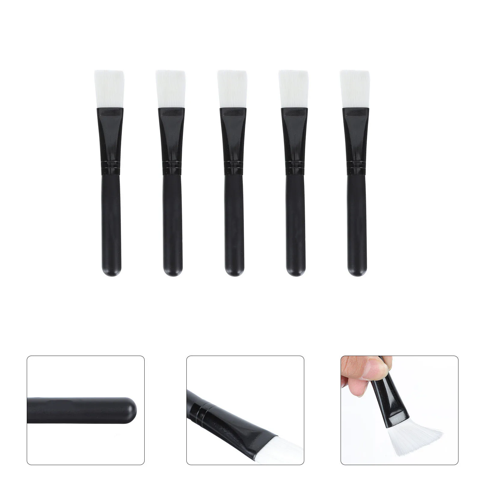 แปรงมาส์กหน้า 5 ชิ้น ขนไนลอนสีดำ อุปกรณ์ทาหน้า สำหรับมาส์กโคลน โลชั่นบำรุงผิว ผลิตภัณฑ์ดูแลผิว ใช้ในบ้าน แต่งหน้า