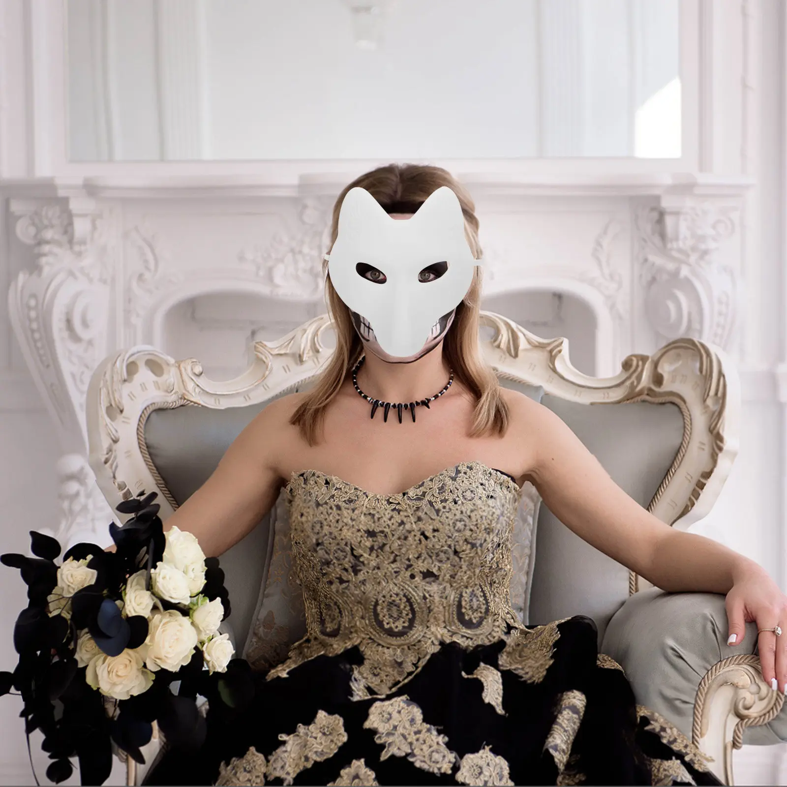 

Маска белой лисы, 1 шт., заготовка для самостоятельного изготовления, легкая, ручной работы, для Марди Гра, модных показов, вечеринок, косплея, аксессуар