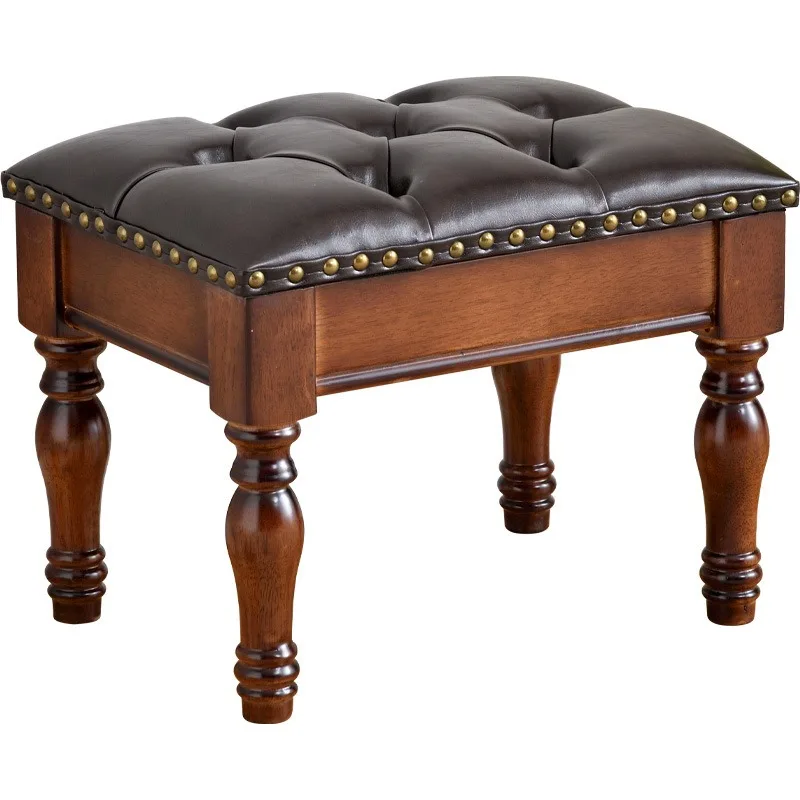 

American leather stool, living room sofa stool, home shoe changing stool