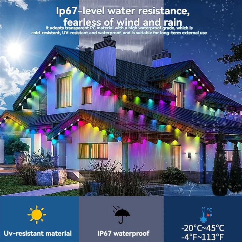 A88E-Smart RGB Zewnętrzne Lampy LED IP67 Wodoodporne Lampy na Wieżę Inteligentne Sterowanie Aplikacją Synchronizacja Muzyki Lampy Dachowe i Ogrodowe Wtyczka US