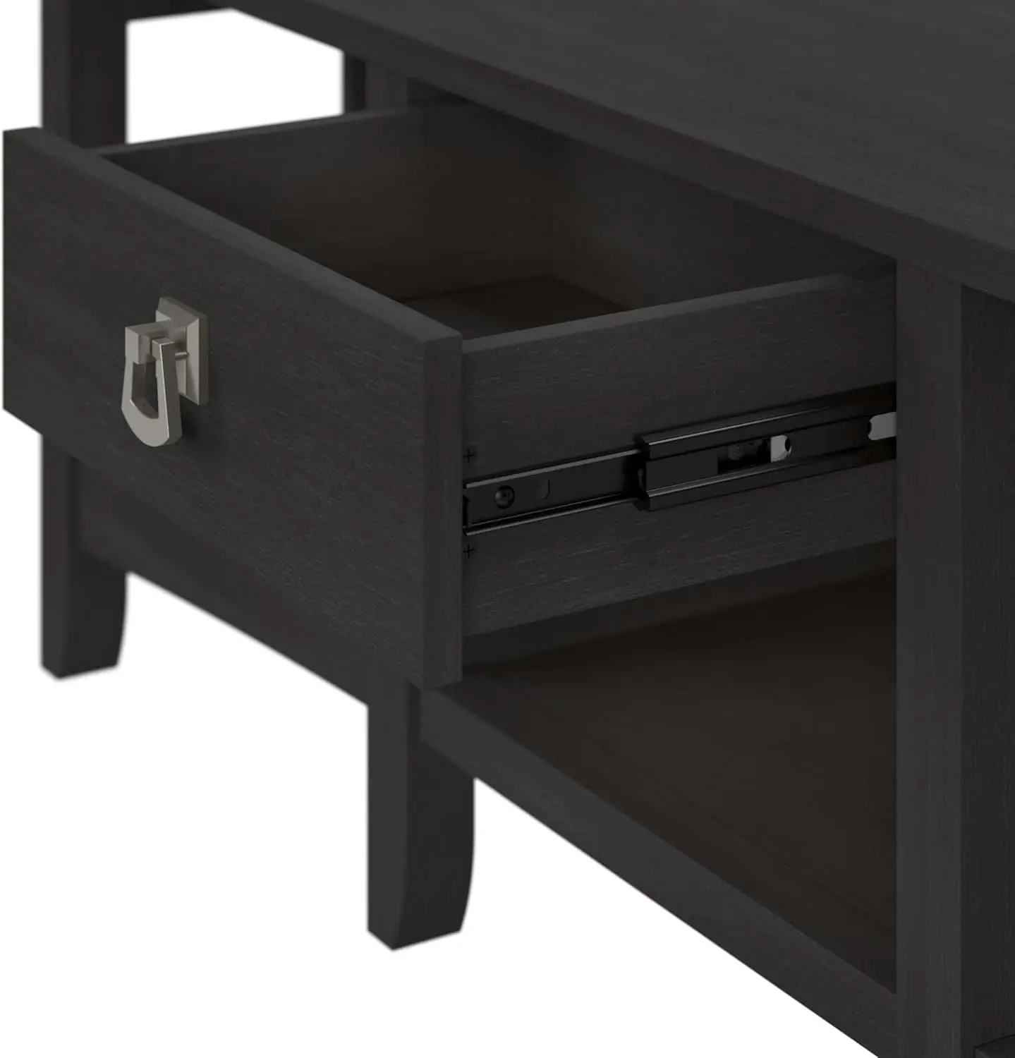 Bureau en Forme avec Rangement en Noir Vintage | Table d'Angle de Ferme Moderne