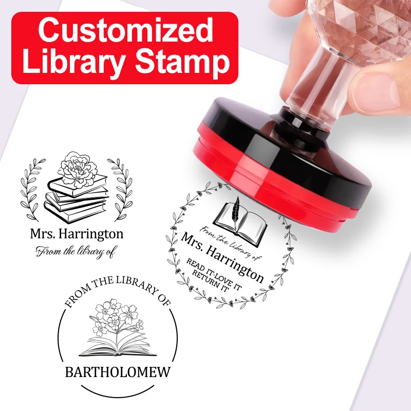 

Personalized Book Stamp with Custom Text - Durable Self-Inking Ex Libris Seal for School Libraries, Teachers & Book Owners
