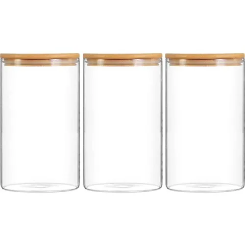 Mama Camilla 3 Pcs Set 1000 Ml Jar With Bamboo Lid Spice Vacuum Pyrex