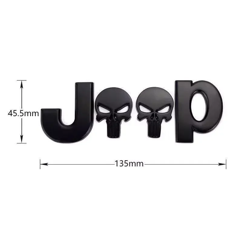 

3D Metal Skull Jeep Car Emblem Badge Sticker for Renegade Wrangler JK Grand Cherokee Compass Patriot Auto Exterior Accessories
