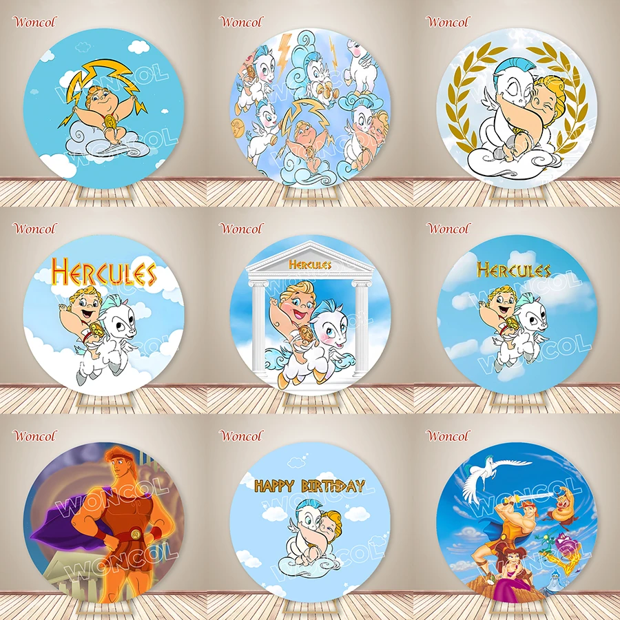Fondo redondo de Hércules para bebé, cubierta circular de Pegaso de Hércules, fondo para fiesta de bienvenida de bebé y cumpleaños infantil
