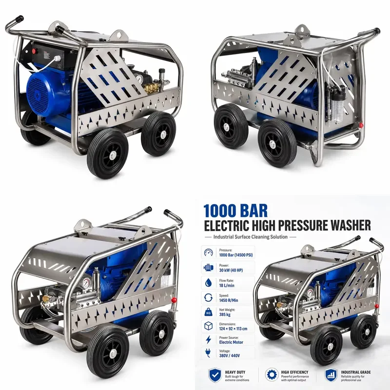 for 1000Bar 14500PSI Electric High Pressure Washer SS201 18L/min 380V High Pressure Washer for Sewer Cleaning