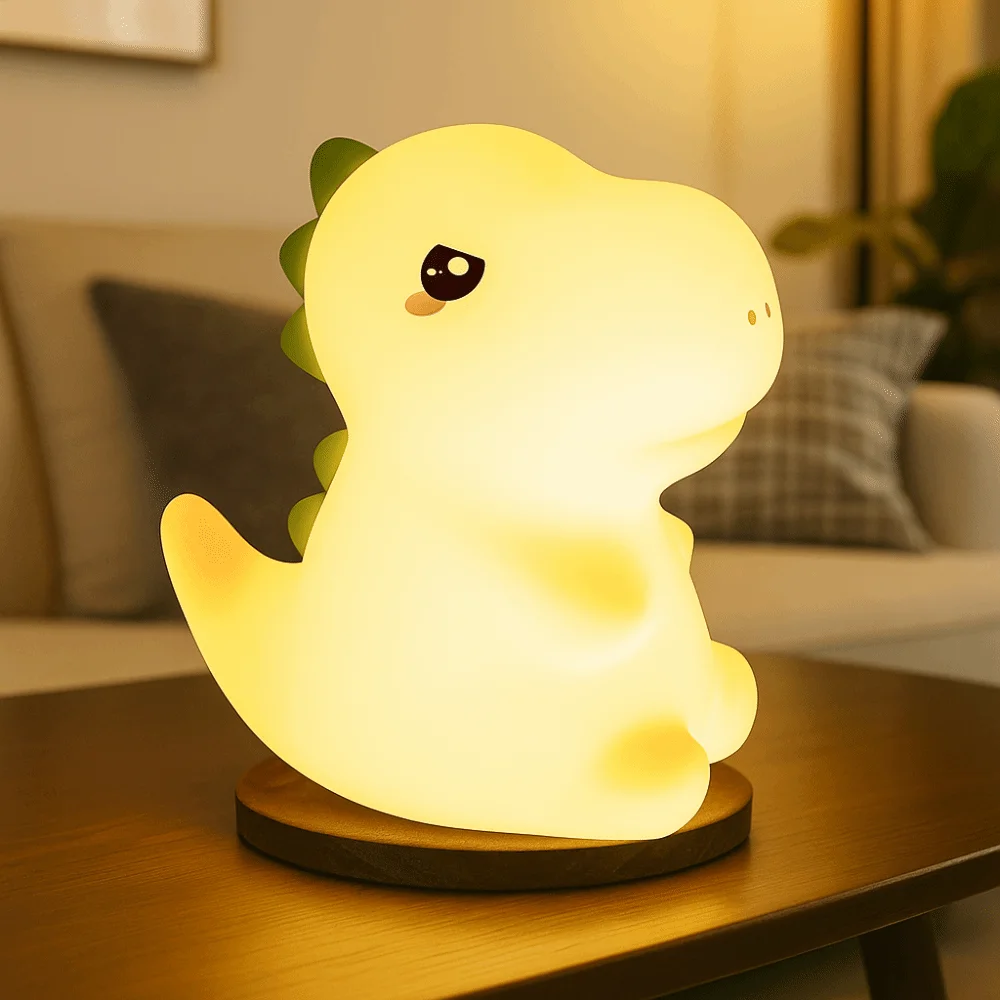 

Portable Dinosaur Shape Silicone Night Light Cartoon USB Charging LED Night Lamp Rechargeable Soft Touch Sensor Lamp Decor