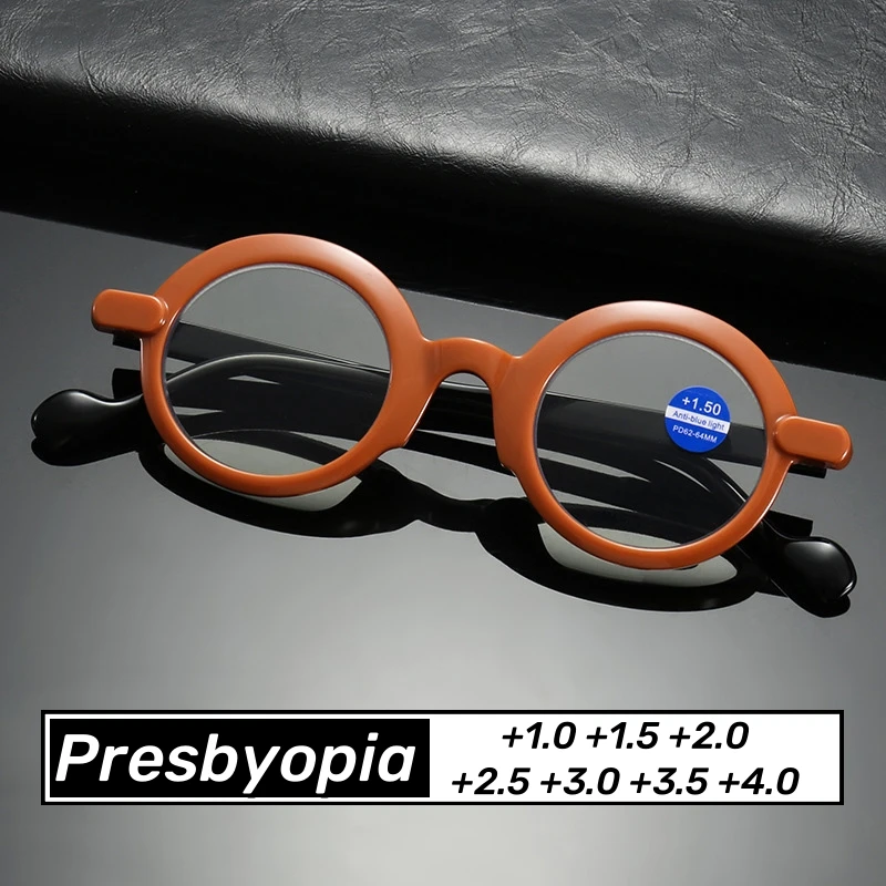 

Women Men Computer Eyewear Fashion High-Definition Round Reading Eyeglasses Blue Light Blocking Presbyopia Hyperopia Glasses